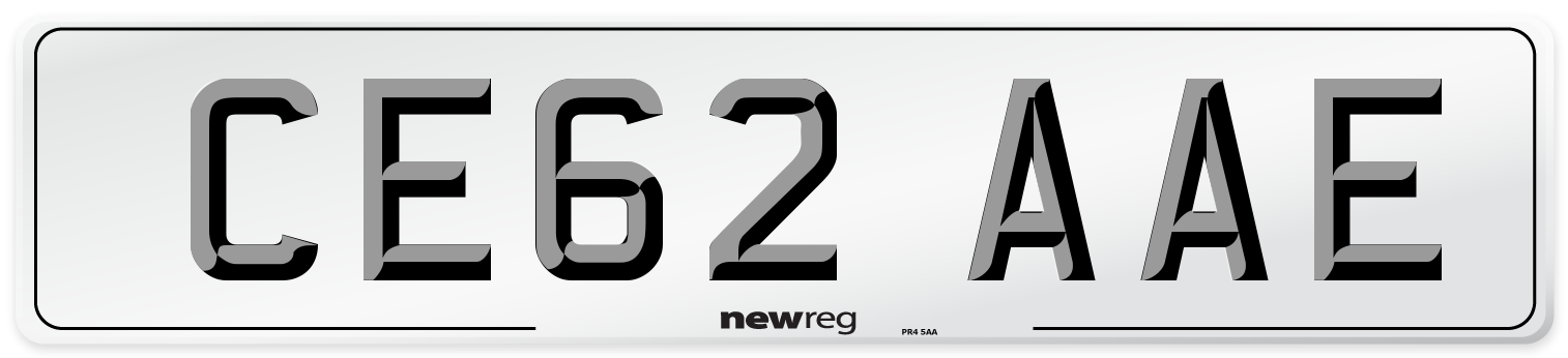 CE62 AAE Number Plate from New Reg